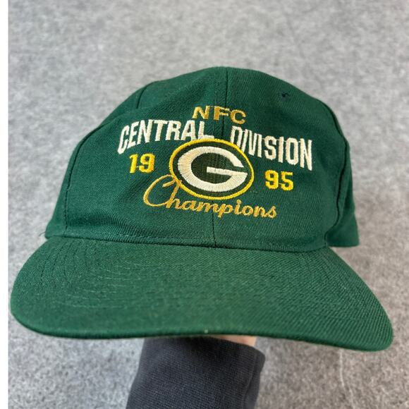 VINTAGE 90s Green Bay Packers NFC Central Division Champions Hat Cap Mens Green - Picture 1 of 7
